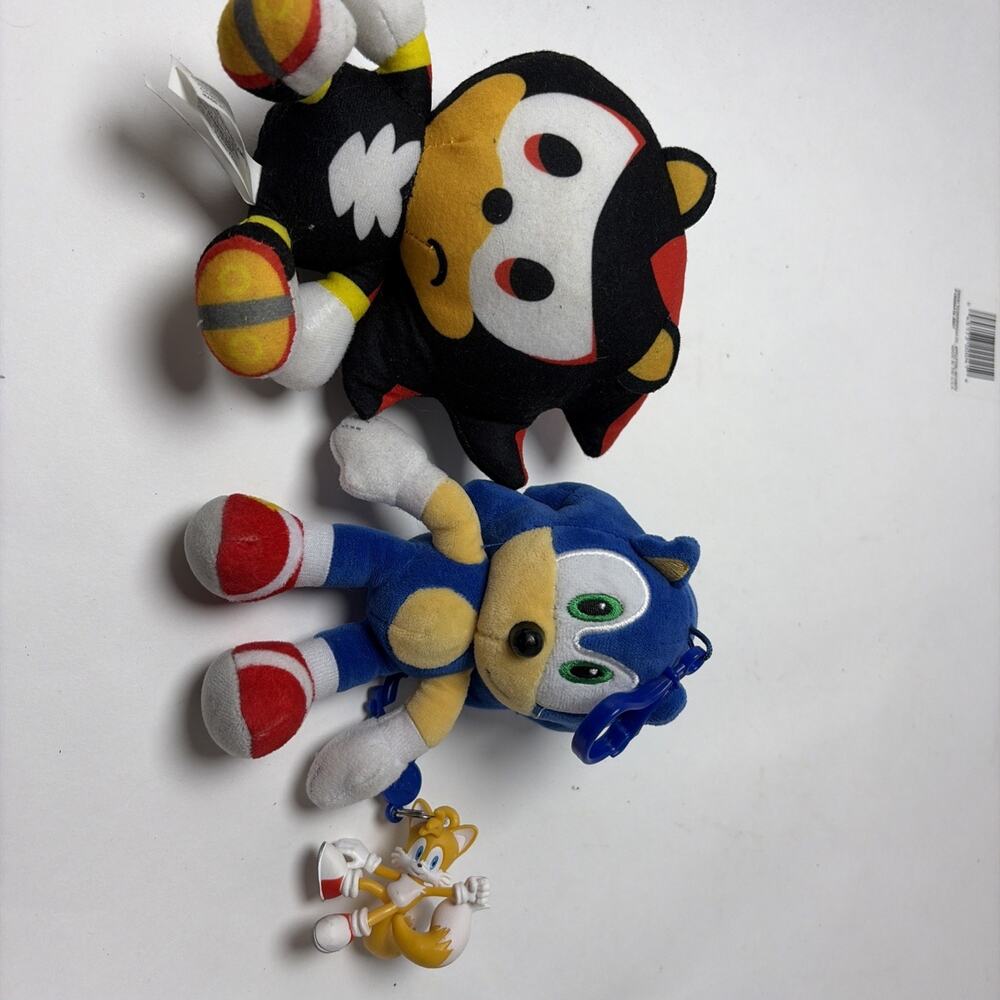 Sonic the Hedgehog 6" Shadow Mini Black Doll Plush + 4” Sonic + Yellow Sm Sega